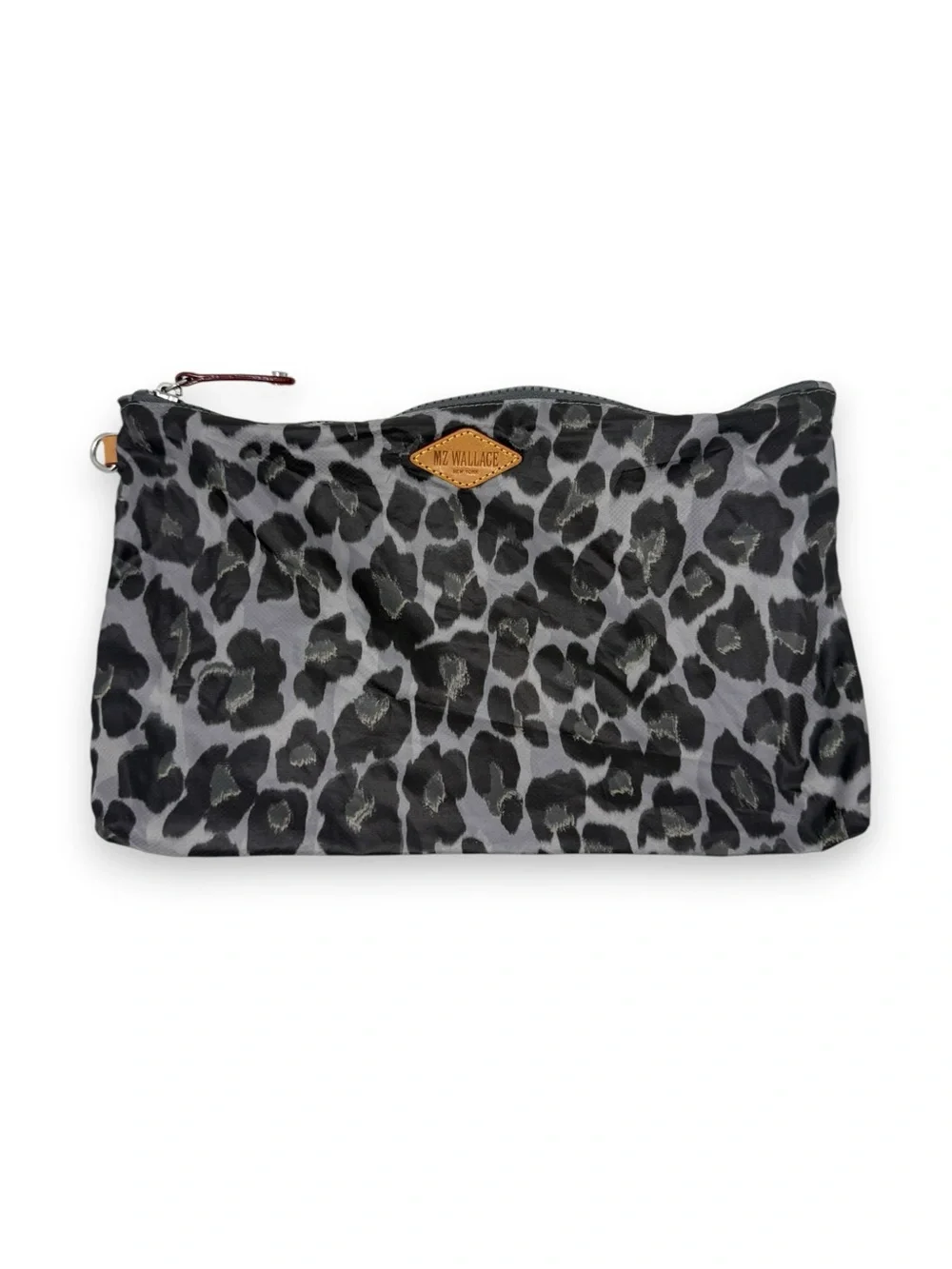 MZ Wallace City Backpack Gray Leopard Animal Print Zippered Quilt Mini Women’s